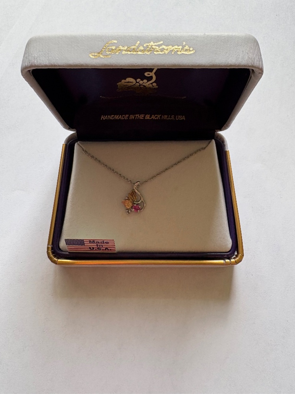 Landstrom's Black Hills Gold 10" sterling silver and rose gold necklace
